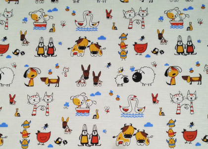57% linen #Animals-w (200 g/m2 - 150 cm) Fabrics own production
